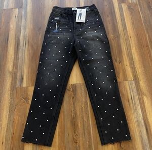 Society Black Beaded Straight Leg High Rise Jeans Womens Size 24 Inch Waist
